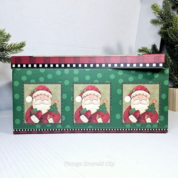 Cozy Santa Claus Gift Box Classic Christmas Cartoon Holiday Storage Keepsake Red - Picture 5 of 10